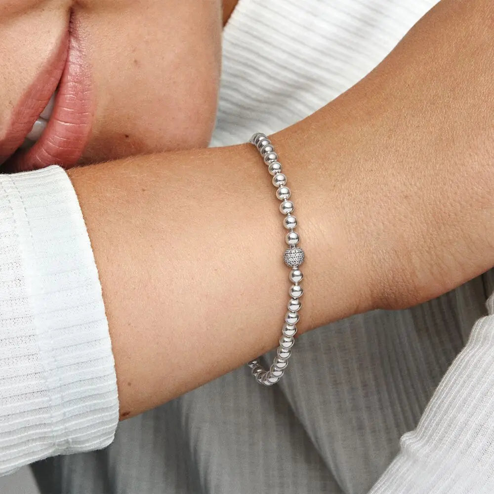 925 Sterling Silver Beaded Bracelet